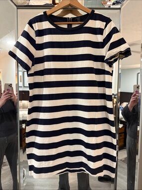 J. Crew - Navy and Cream Striped Tee Dress